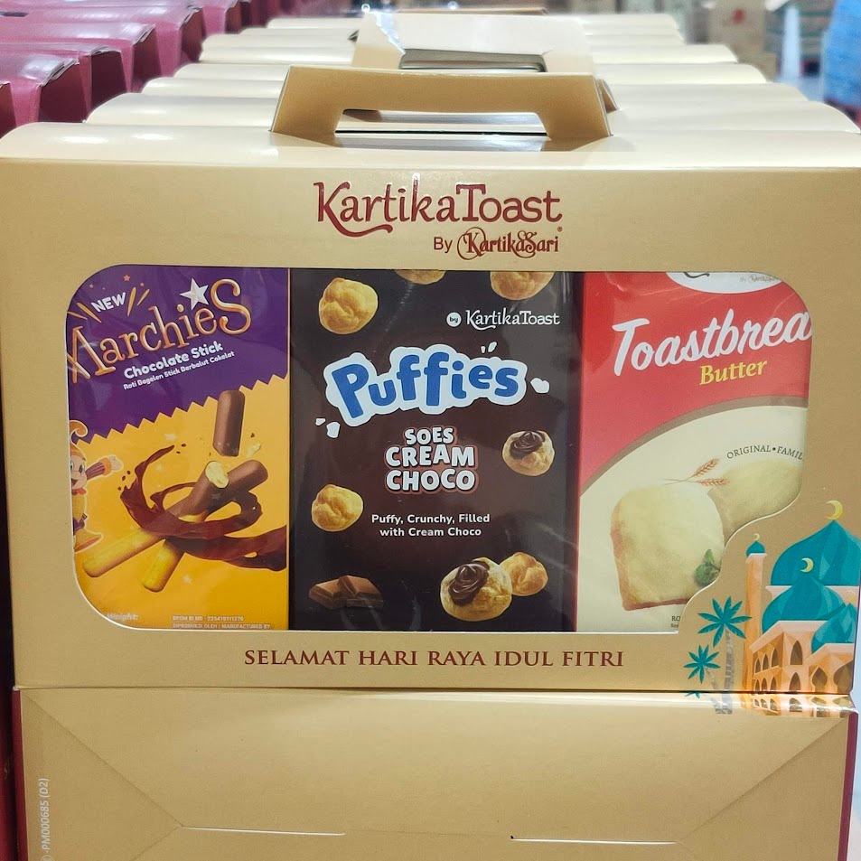 Paket Hampers Idul Fitri Lebaran 2026 isi 3 Kartika Toast by Kartika Sari (Kuning)