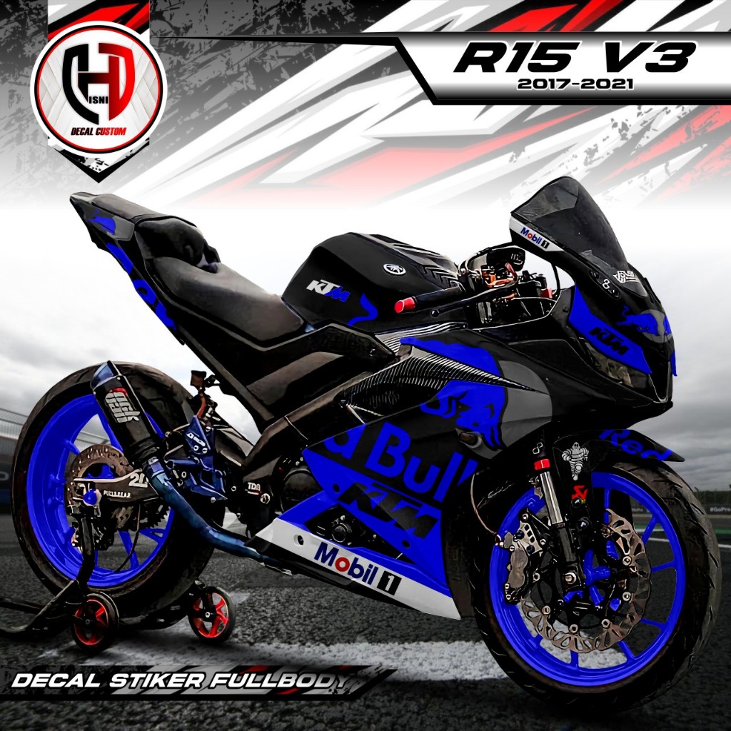 TERBARU Decal R15 V3 Full Body Stiker R15 V3 Full Body Dekal R15 V3 RedBull Racing Variasi Stiker R1