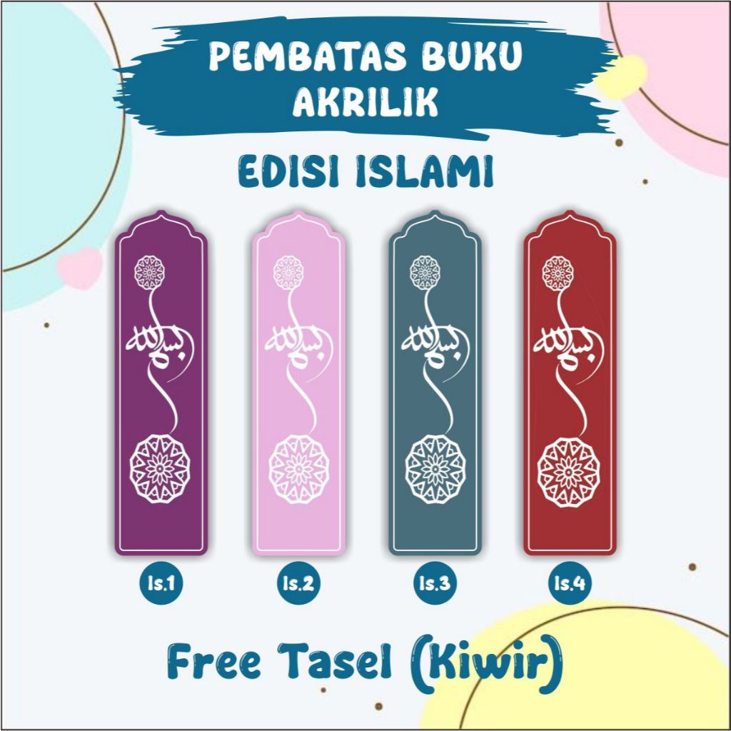 (Edisi Islami 1-4) Pembatas Buku/Pembatas Al Qur'an/Bookmark (Tanpa Nama) / KARAKTER DAN NON KARAKTE