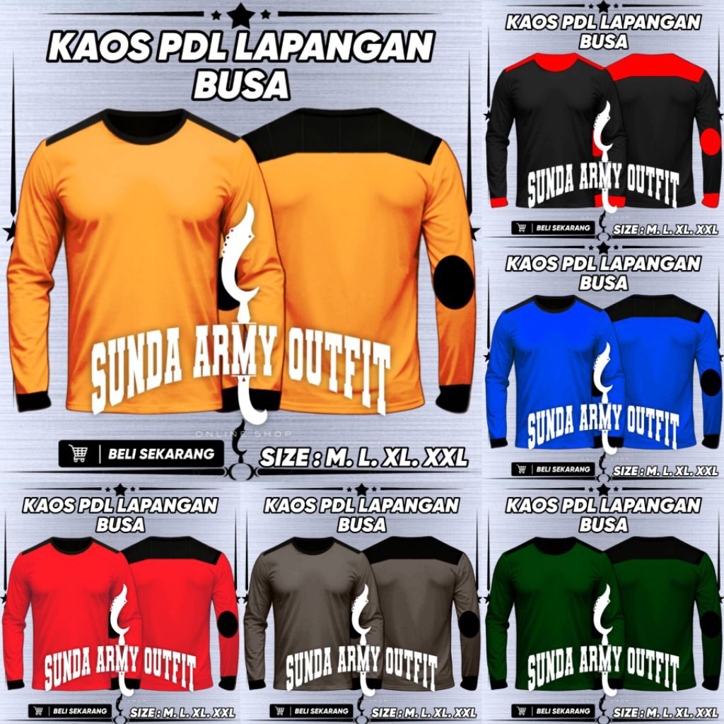 BAJU KAOS LAPANGAN LENGAN PANJANG TACTICAL KAOS TRAINING LENGAN PANJANG BAJU PDL TRAINING BAJU KAOS 