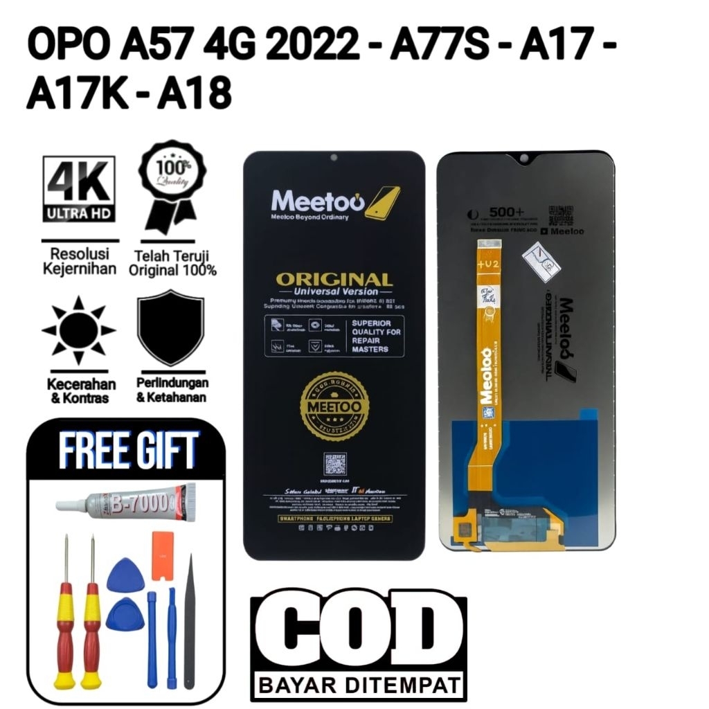 LCD Oppo A57 4G 2022 - A77S - A17 - A17K - A18 Original Fullset 100% – Bonus Lem Gratis