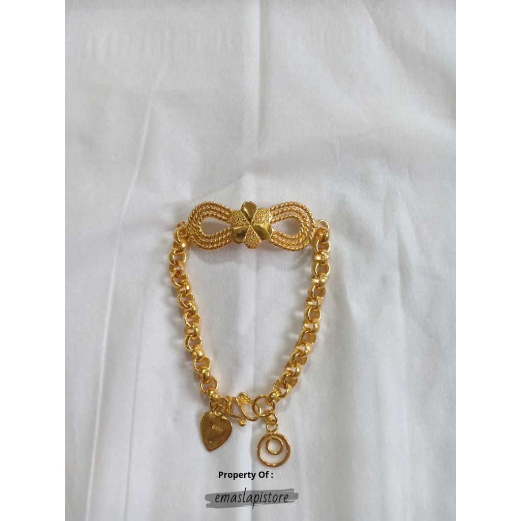 Gelang Mano Hias Pita Dasi Lapis Emas 999 Banjar