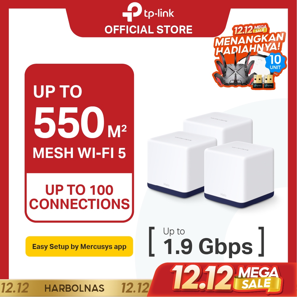 TP-LINK Mercusys Halo H50G (1/2/3 PACK) AC1900 Gigabit Dual Band Wireless Whole Home Mesh WiFi Route