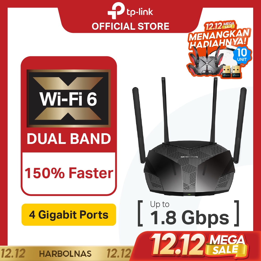 TP-Link | Mercusys MR70X | AX1800 WiFi 6 Router | Dual Band | Gigabit | WPA3 | VPN | Access Point