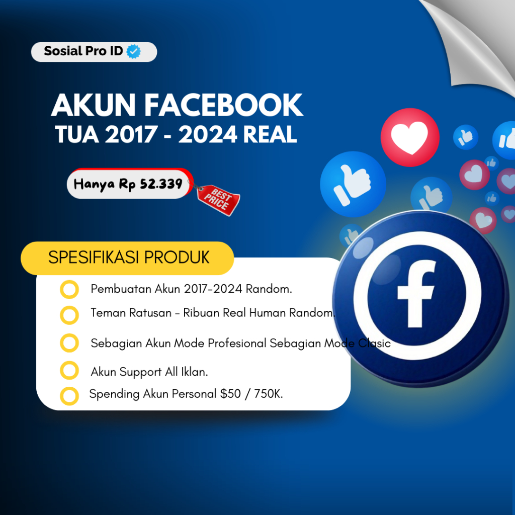 Facebook Tua 2017-2024 Random | Akun  Facebook OLD Akun Aman Dan Terpercaya | SOSIAL PRO ID