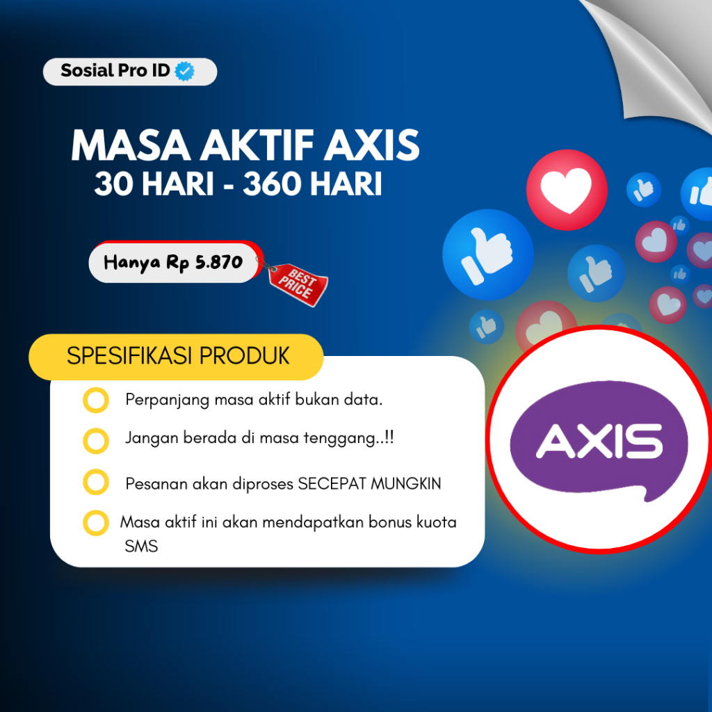 Masa Aktif Axis 30 Hari Proses Cepat Perpanjangan Masa Aktif Axis Sosial Pro ID