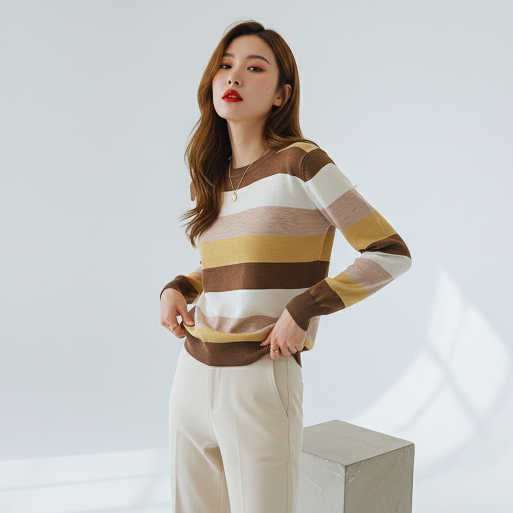 AJW Atasan Oversize Wanita Salur Rajut Import XBG | Atasan Rajut Oversize Garis Garis | Oversize Wan