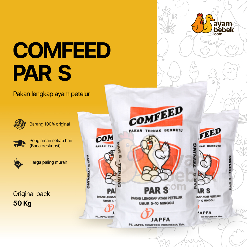 Comfeed PAR S (Crumble) - Pakan Lengkap Ayam Petelur Umur 5–10 Minggu (Starter/Grower) | REPACK | Ay