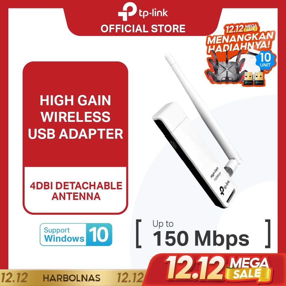 TP-Link TL-WN722N | 150Mbps WiFi Adapter | Wireless USB Adapter |  High Gain | Dongle WiFi | PC MAC