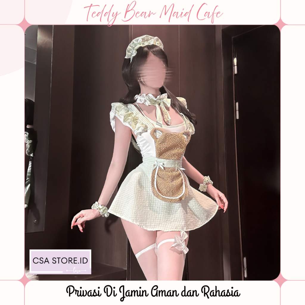 Lingerie B202 Lingerie Maid Set Teddy Bear - Kostum Maid Cafe Sexy Cute - Kostum Maid Lingerie Teddy