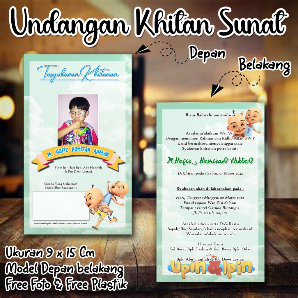 Undangan Khitan Kecil Custom Nama dan Foto Desain Bagus SK02