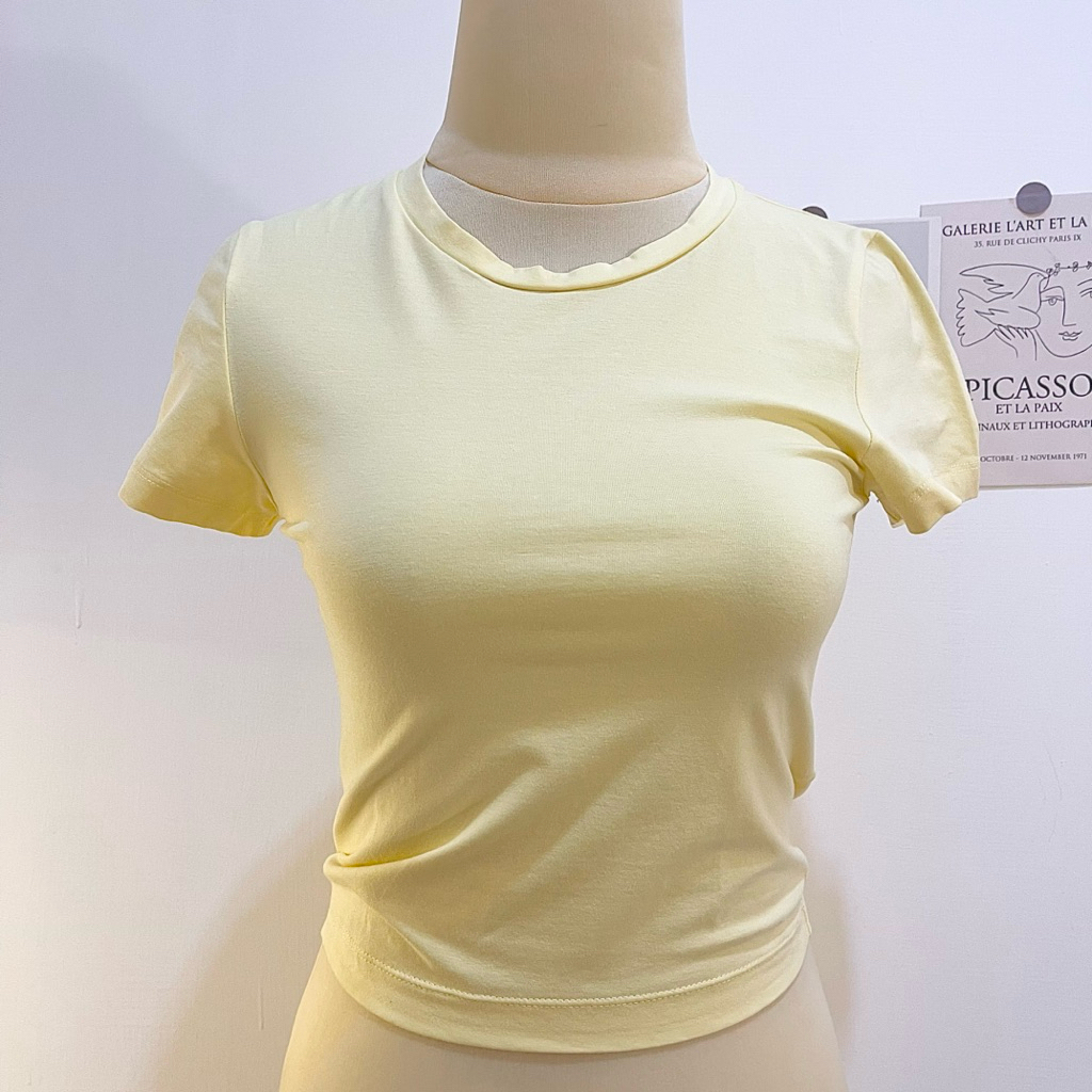 Colorbox Atasan Wanita Lengan Pendek Kaos Putih Crop Top Tee White Santai Tshirt Tumblr Preloved Mod