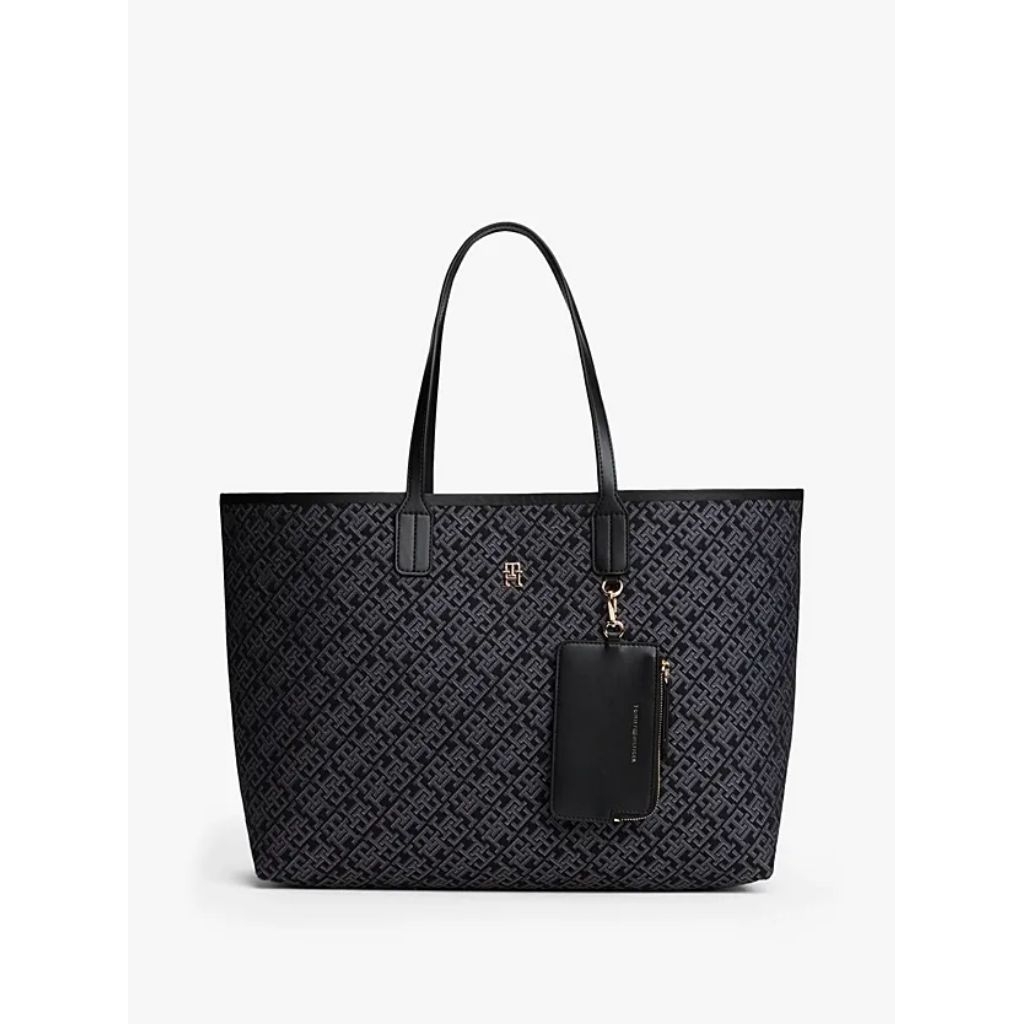 Tommy Hilfiger THRAW17688BD Women's Jacquard Tote Bag Laptop 14 inch Wanita - Black