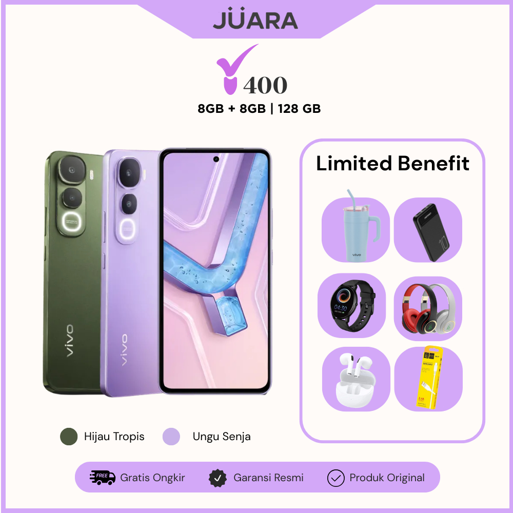 [HP GAMING] vivo Y400 4G (8/128) Kamera 50MP Sony IMX852 Underwater, Battery 6000mAh BlueVolt + 44W 