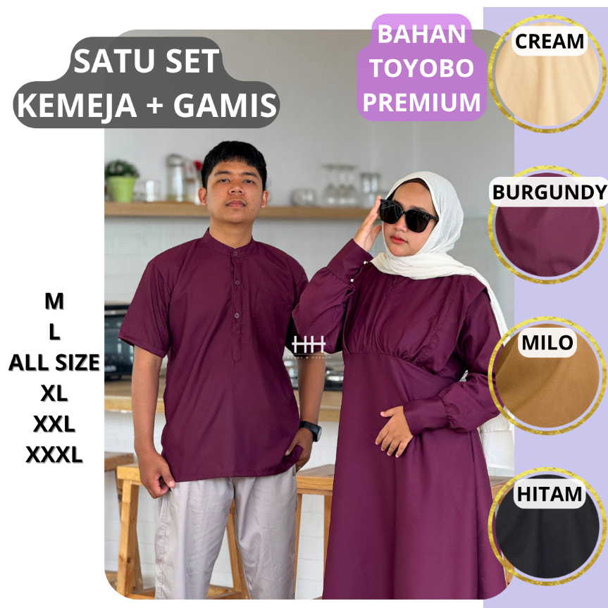 Baju Couple Muslim Satu Set KEMEJA dan GAMIS bahan TOYOBO PREMIUM Grade A -  Series COUPLE ARUNIKA H