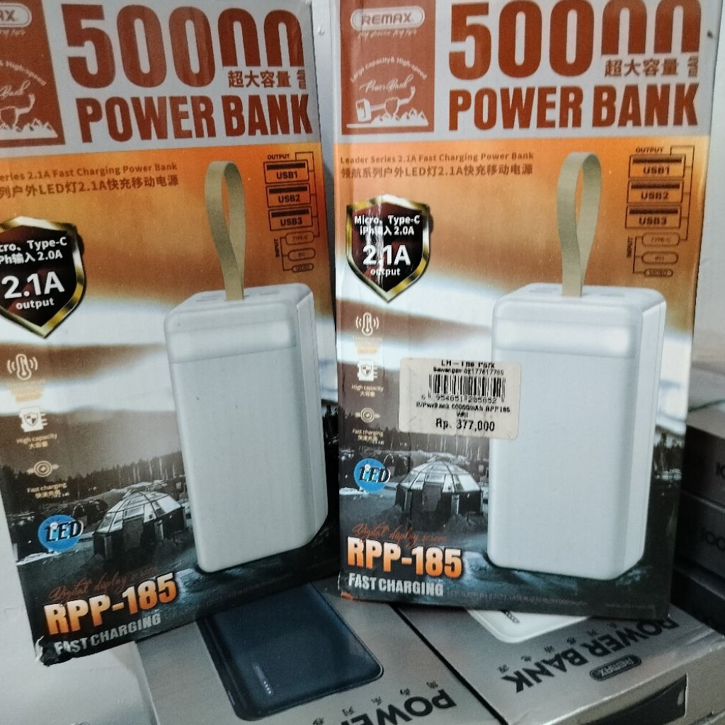 POWER BANK REMAX SUPER CHARGER 50000MAH FULLY COMPATIBLE di lengkapi semua jenis kabel d...