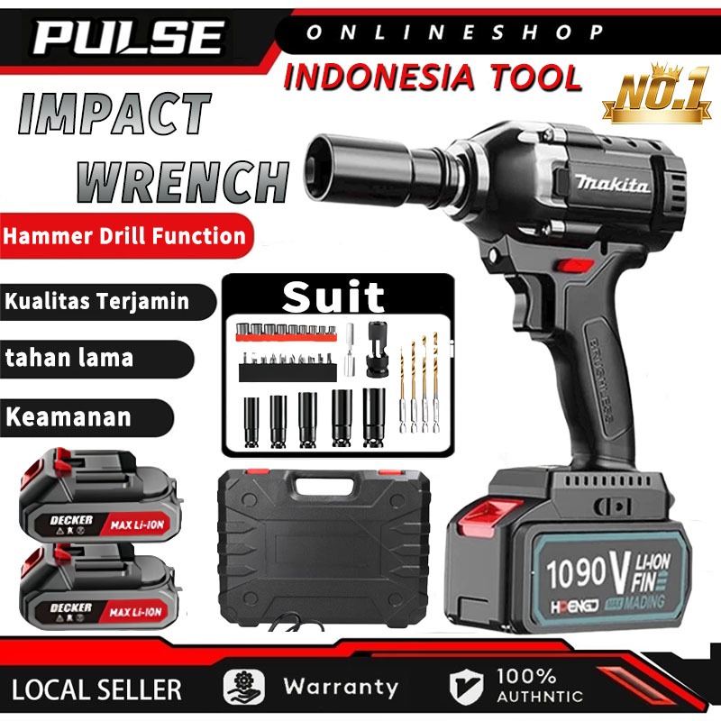 Cordless Impact Wrench Semua motor tembaga Cordless Kunci Impact Impak Buka Motor