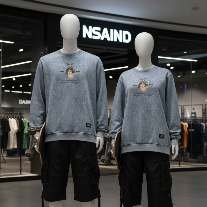 Nsa Ind  Crewneck Sweater Tie Dye Blue Pria Wanita