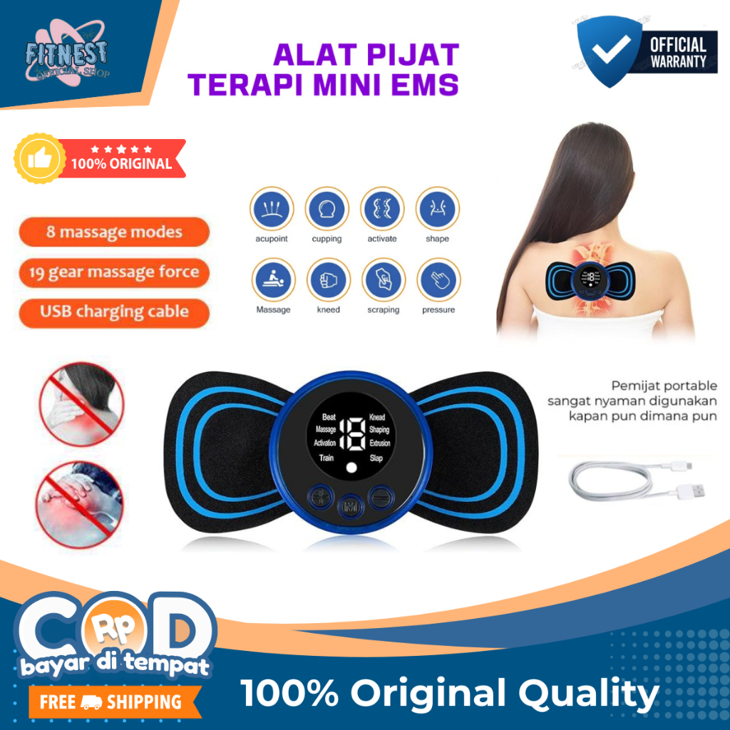 Alat Pijat Elektrik EMS Tempel Kabel USB Multifungsi Recharging Terapi Leher Punggung Pinggang Lutut