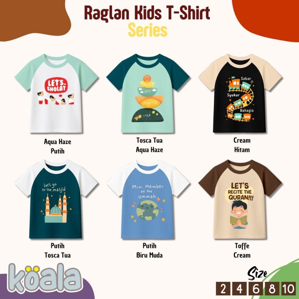 KOALA RAGLAN KIDS TSHIRT SERIES | KAOS PENDEK ANAK LAKI-LAKI