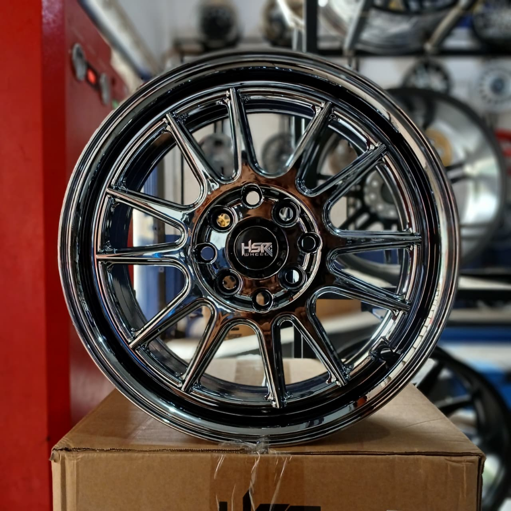 velg mobil avanza xenia ring 15 baut 4 HSR TYPE ENDE BLACK CHROME untuk mobil avanza xenia kijang br