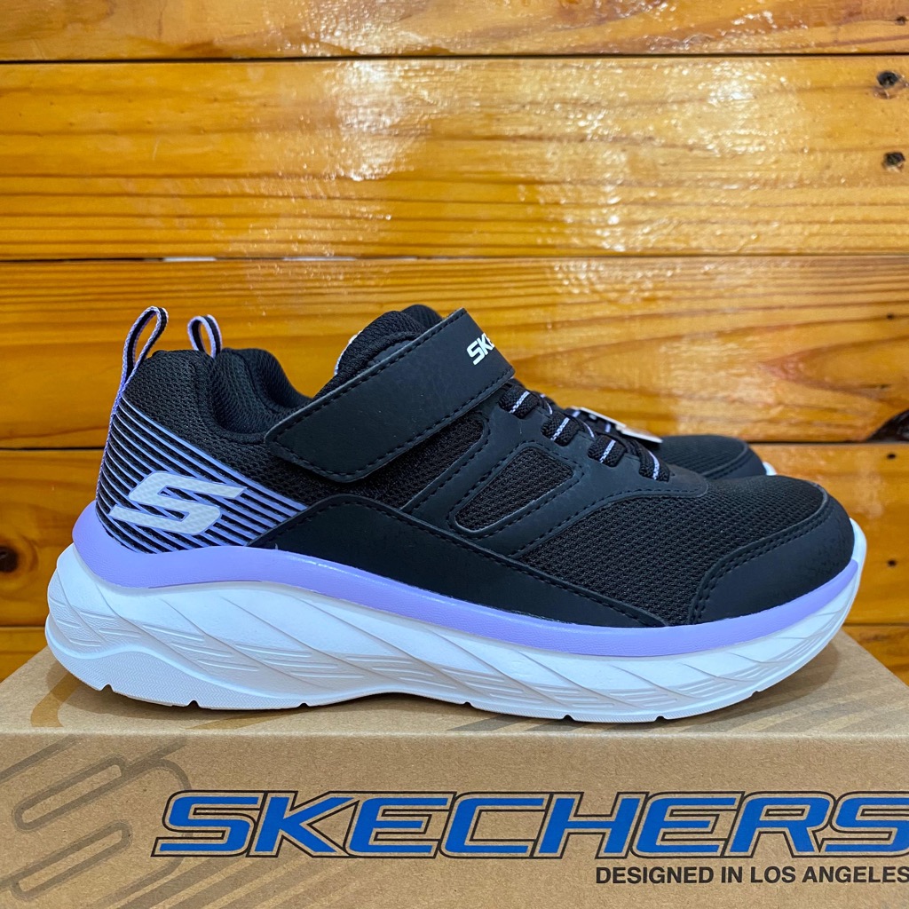 SEPATU SKECHERS KIDS ANAK-ANAK PEREMPUAN SKECHERS BOUNDLESS 303555L BLACK LAVENDER KIDS VELCRO COD O
