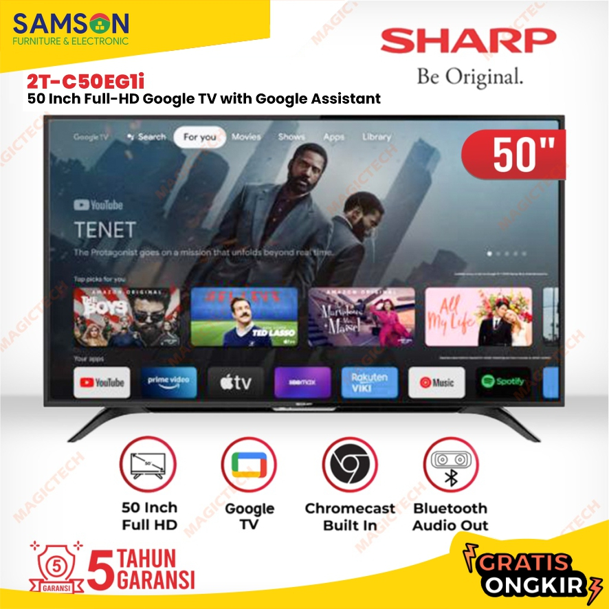 TV LED SHARP 50 Inch / 50" 2T-C50EG1i / 50EG1i SMART GOOGLE TV Full-HD