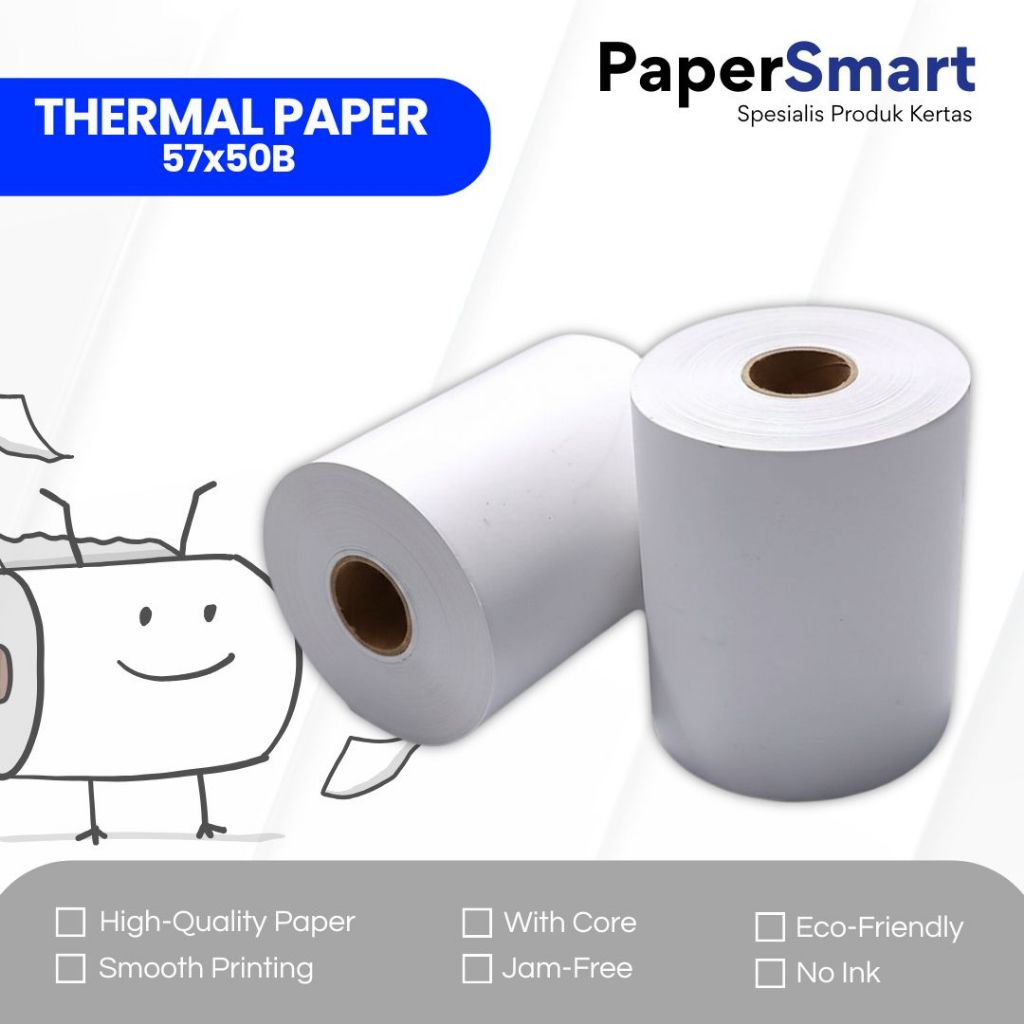 Thermal Paper 57x50B / Kertas Struk Roll / Kertas Thermal Roll 57 x 50 / Kertas SPBU / Kertas EDC