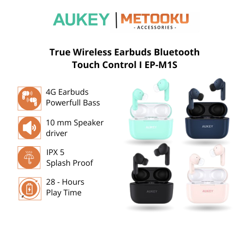 AUKEY TWS Bluetooth True Wireless Earphone IPX5 4G Earbuds EP-M1S