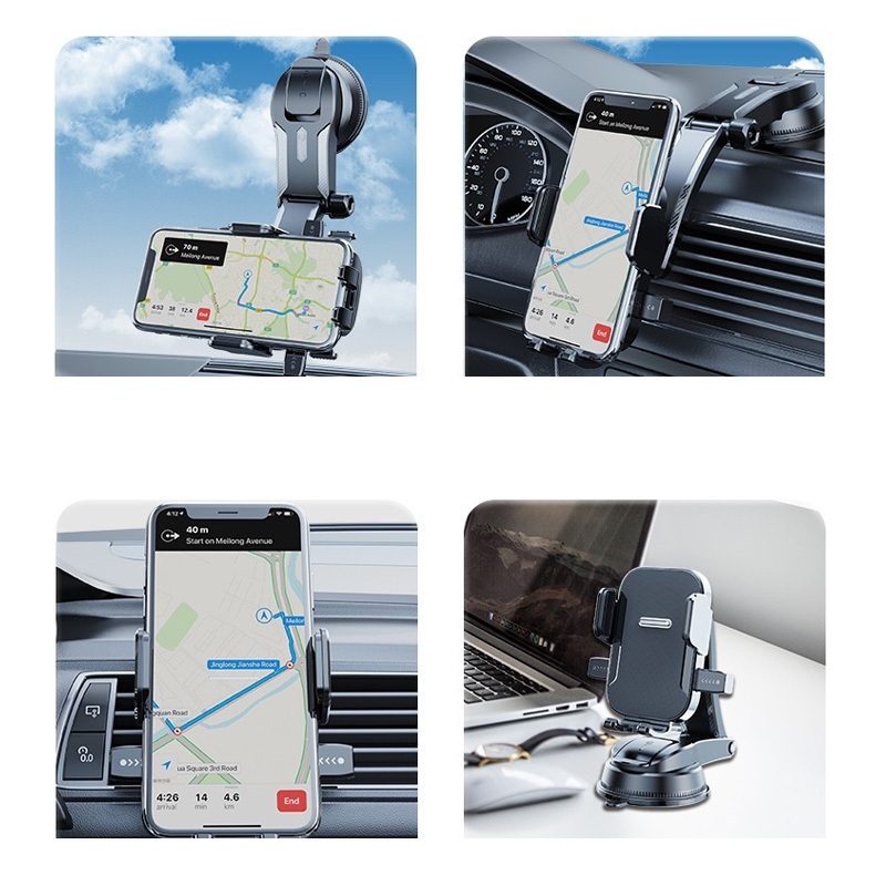 Phone Holder Dashboard Kaca Mobil 360° Rotation Flexible Strong Suction Cup Car Holder Universal Va3