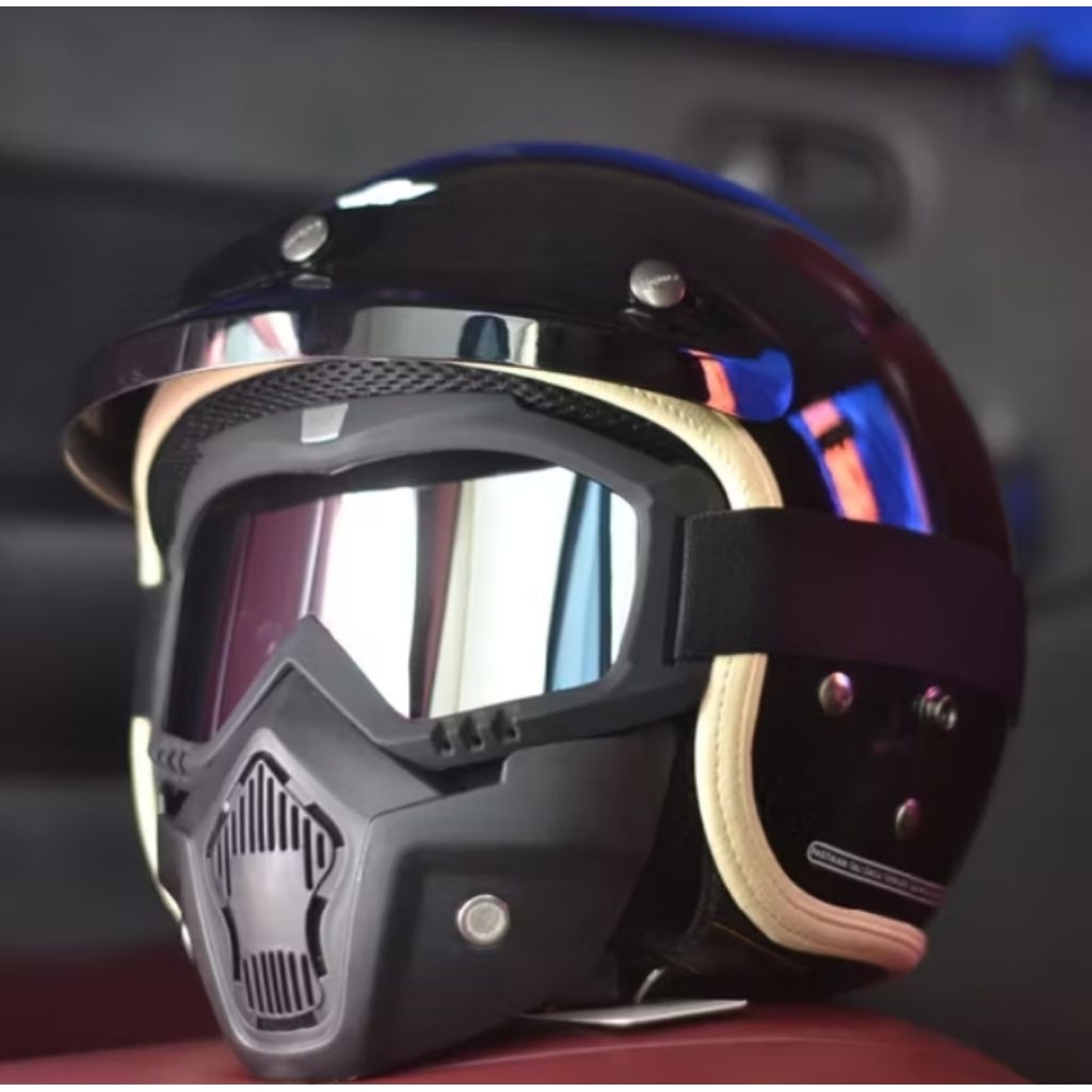 Bisa cod set helm bogo carglos dan gogle mask terbaru