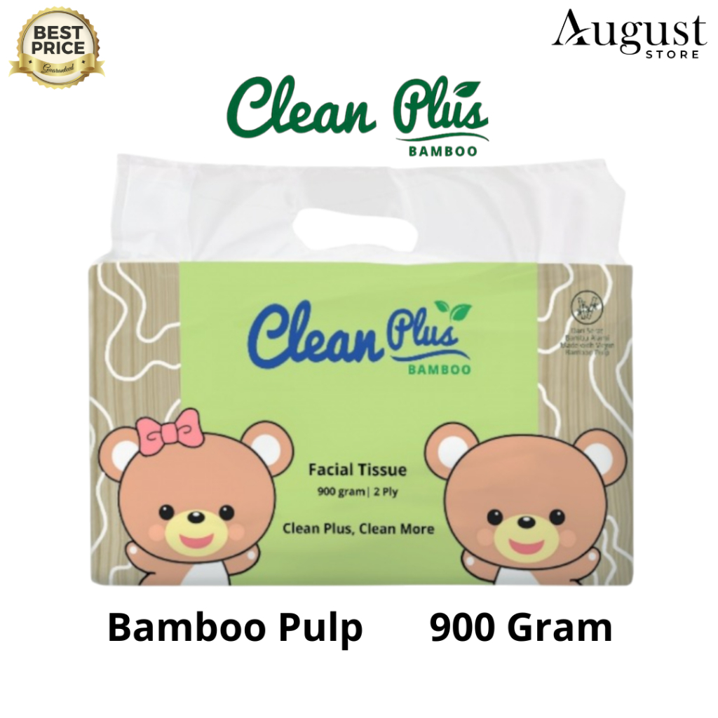 Tisu Tissue Clean Plus Bamboo Isi 900 Gram / 2 Ply / Tissue Bambo / Tisu Wajah