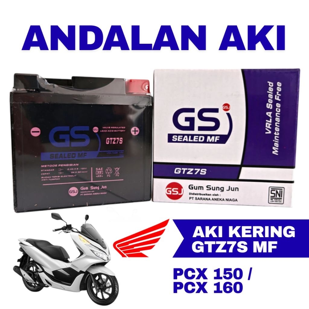 Aki Motor Honda PCX 150/ PCX 160 GTZ7S Aki Kering Accu Kering MF