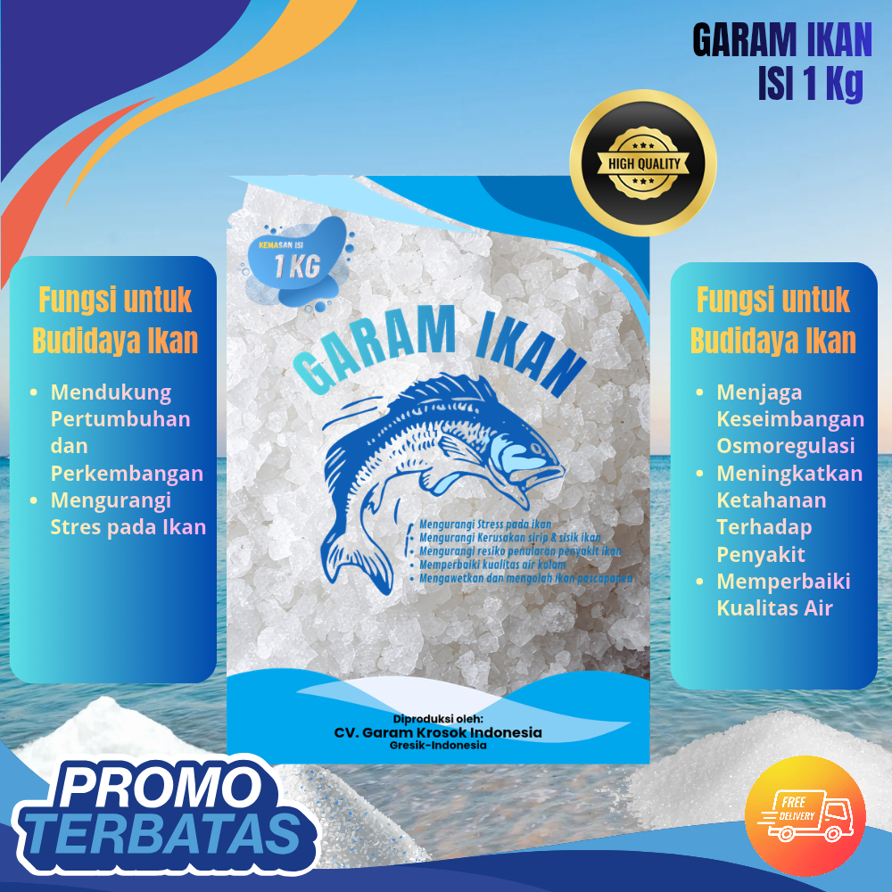 Garam Ikan Premium 5 kg/3 kg/1kg-Garam Ikan untuk Budidaya Ikan-Garam Ikan untuk meningkatkan Keseha