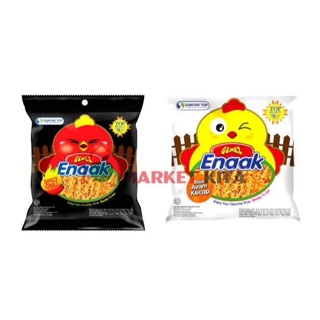 Mie Gemez Enaak Pack 22g 30g Siantar Top | Spicy Ayam Kecap | Mie Gemes Enak Krispi | Snack Chiki |