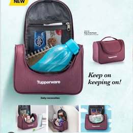 tas Pouch Tupperware Original | Tas Kosmetik Travel Wanita Maroon | Multifungsi Resleting Tebal