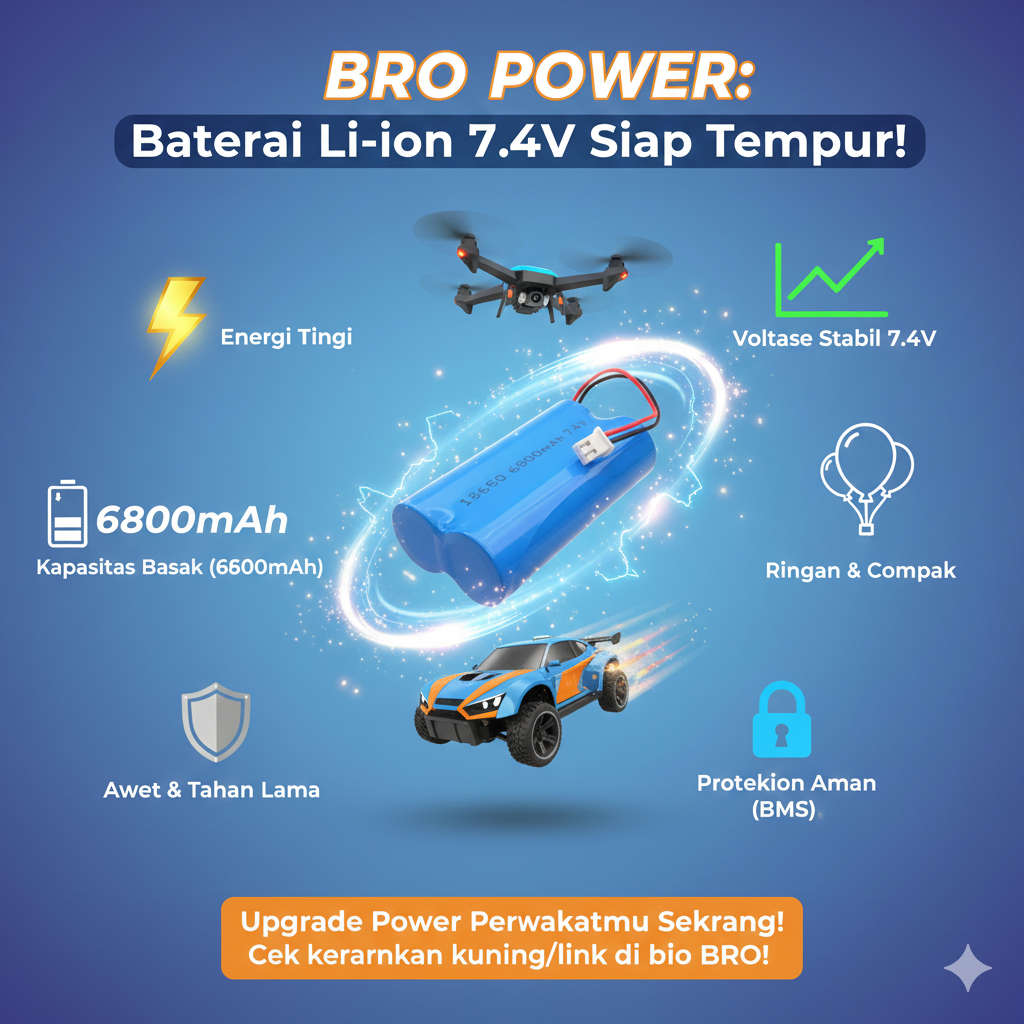 Li-ion Battery 2cell 18650 7.4Volt 6800mAh Socket XH2.54 2pin Baterai Charger Speaker Bluethooth, DV