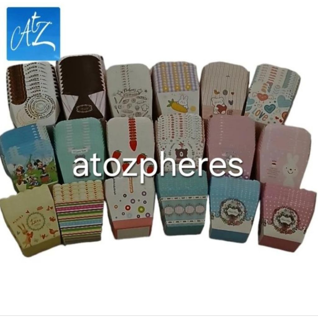 Kertas kue mangkuk mangkok muffin brownies kotak persegi motif buah stroberi karakter fauna warna - 