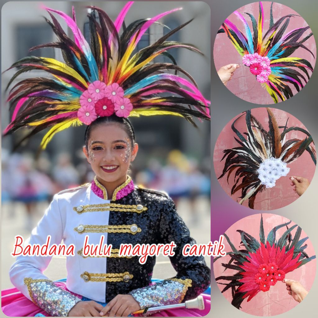 Bando mayoret bulu/bandana mayoret bulu/bando karnaval