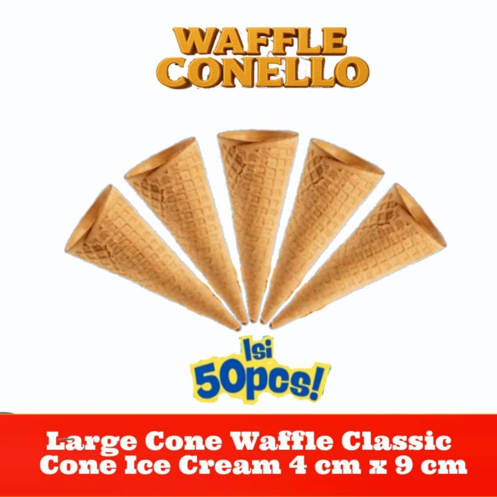 Large cone 4x9cm isi 50 pcs | Cone es krim besar renyah topping dessert cafe hotel restoran