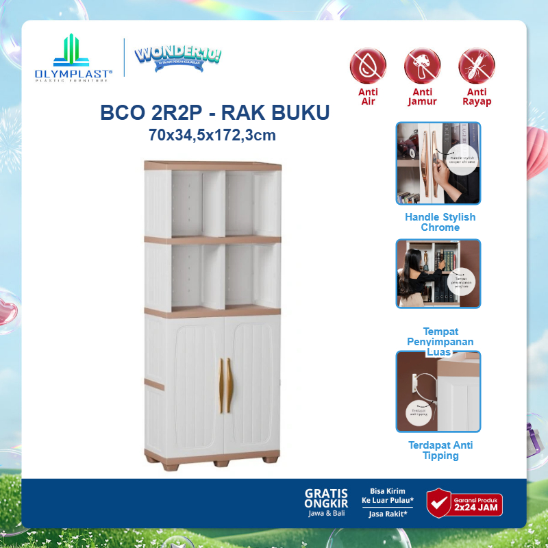 Olymplast BCO 2R2P / Lemari Serbaguna Plastik / Lemari Pakaian / Lemari Hias