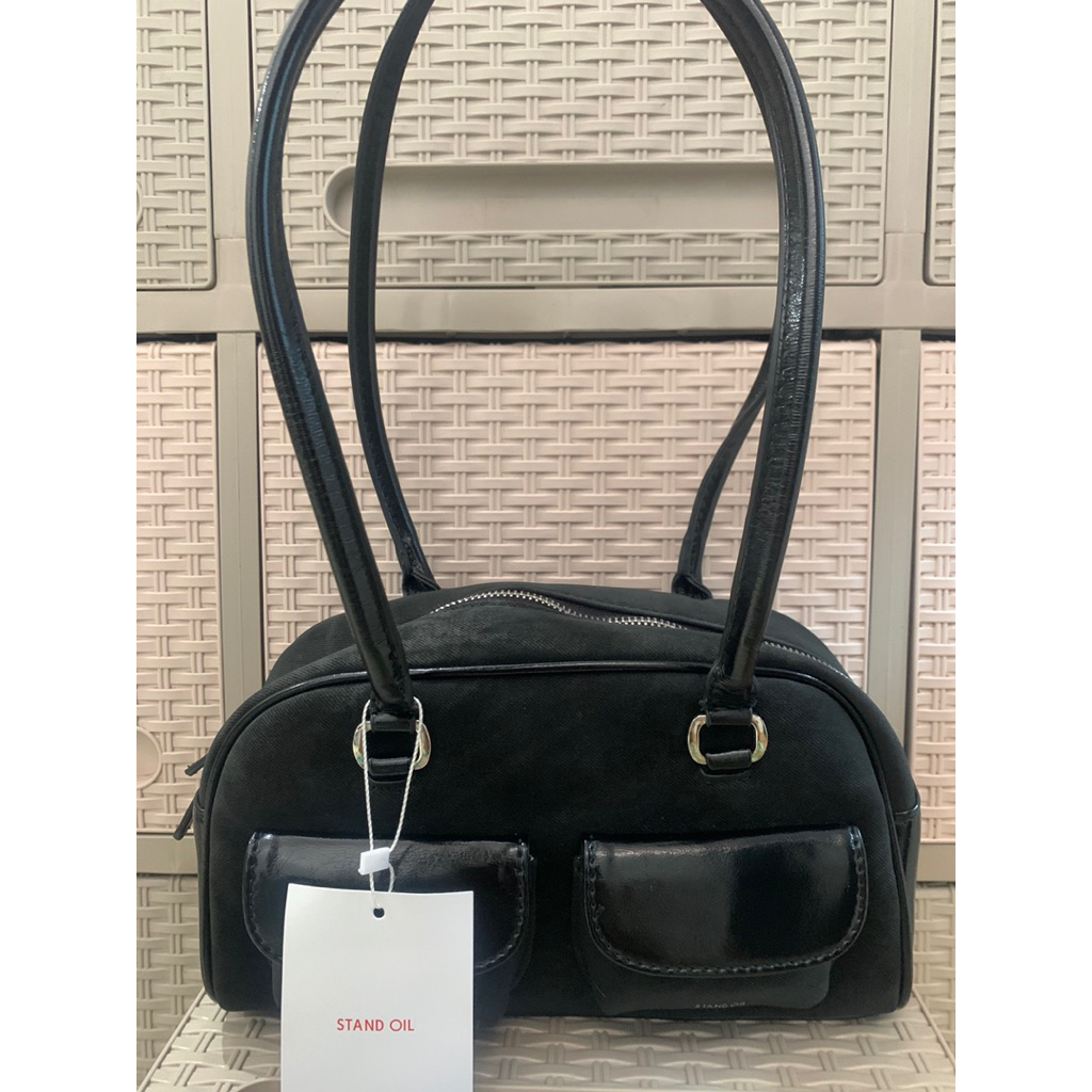 DEFECT SALE STAND OIL CHUBBY BAG BLACK COMBI / STAND OIL CHUBBY BAG / STAND OIL COMBI BLACK / TAS TO