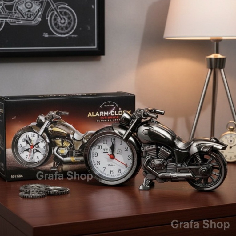 Jam Meja Alarm Pajangan Meja Motor Unik