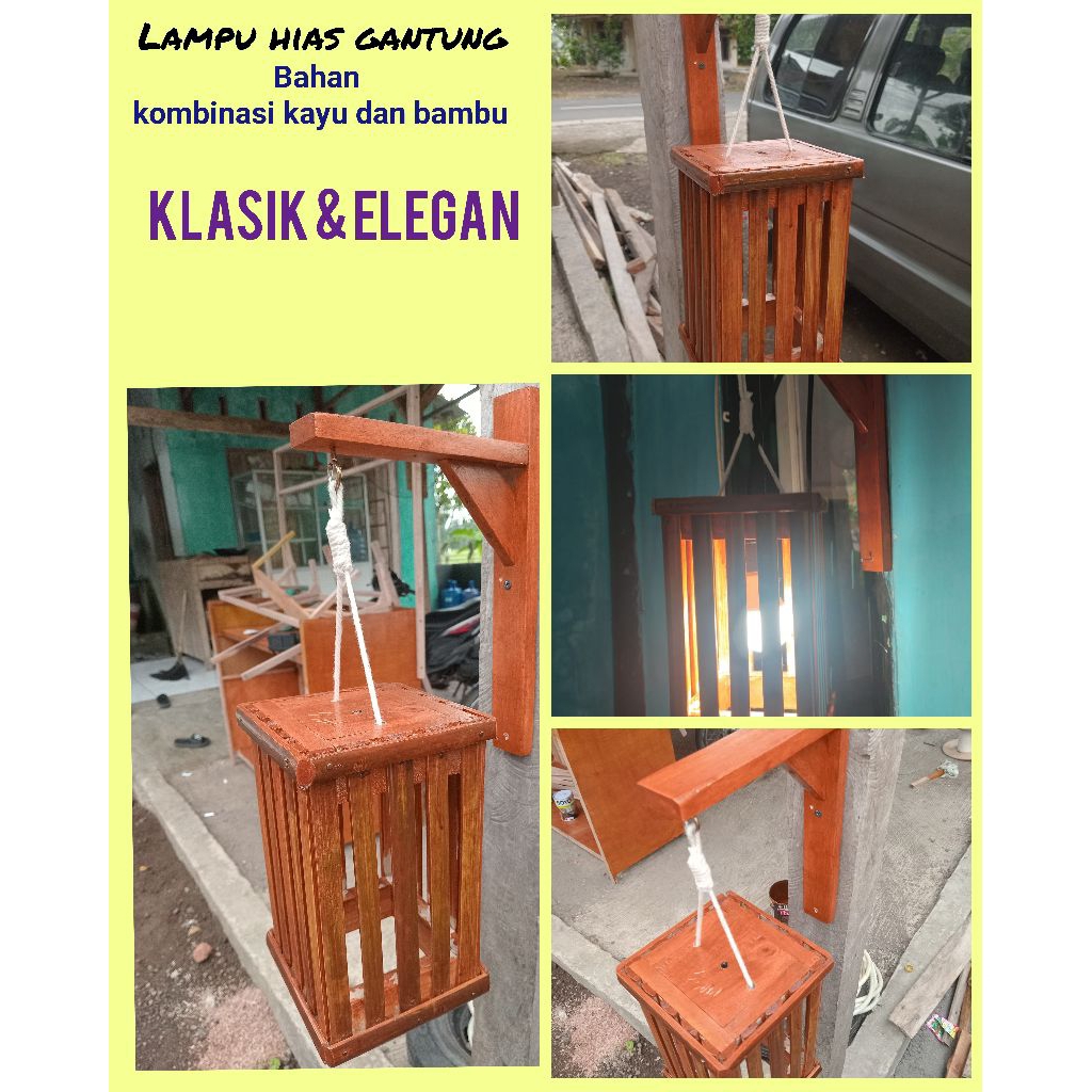 lampu hias gantung dari bambu dan kayu estetika klasik sangat ramah lingkungan