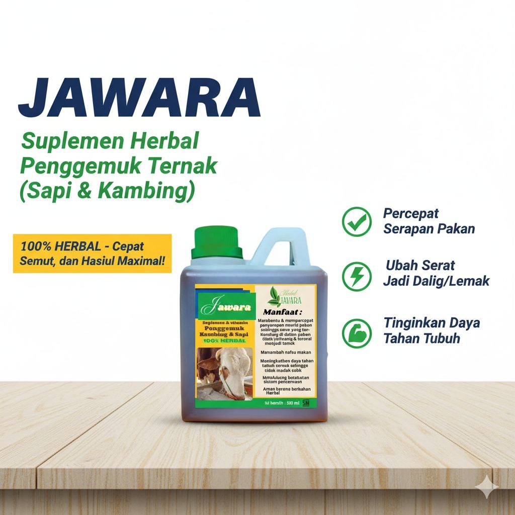 JAWARA Suplemen dan multivitamin penggemuk ternak ( sapi kambing babi dan ternak lainnya