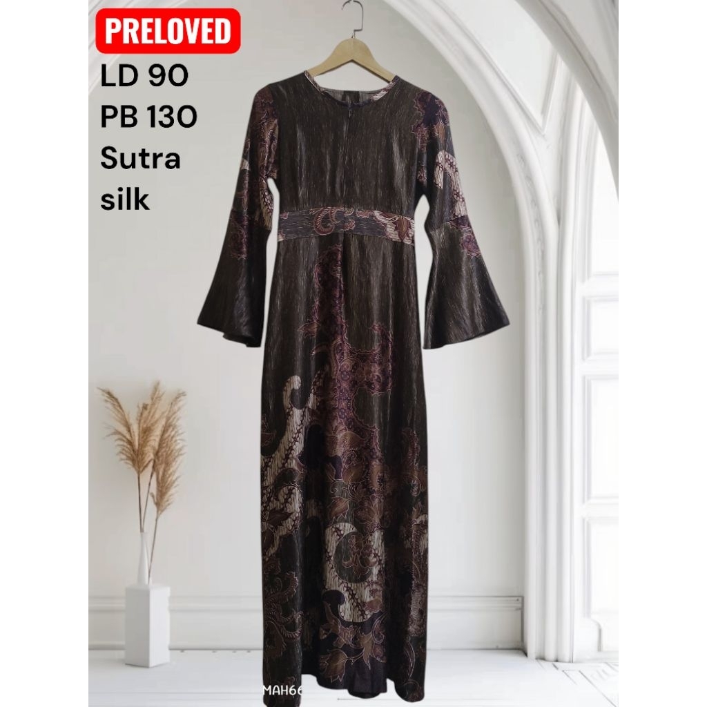 PL/preloved gamis batik sutra silk premium LD 90