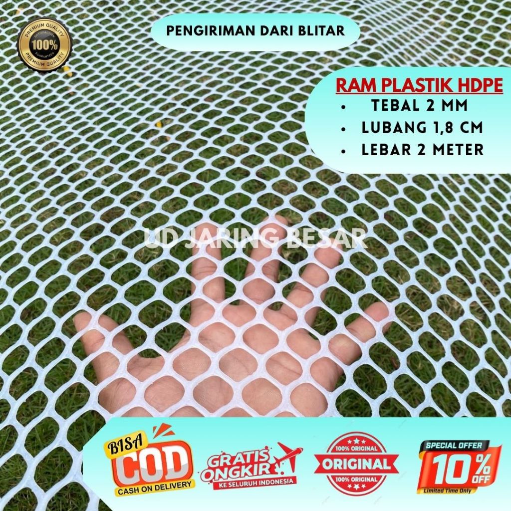 Ram jaring plastik PUTIH ECER Lebar 2 meter alas lantai ayam | jaring kandang ayam | jaring pagar ta