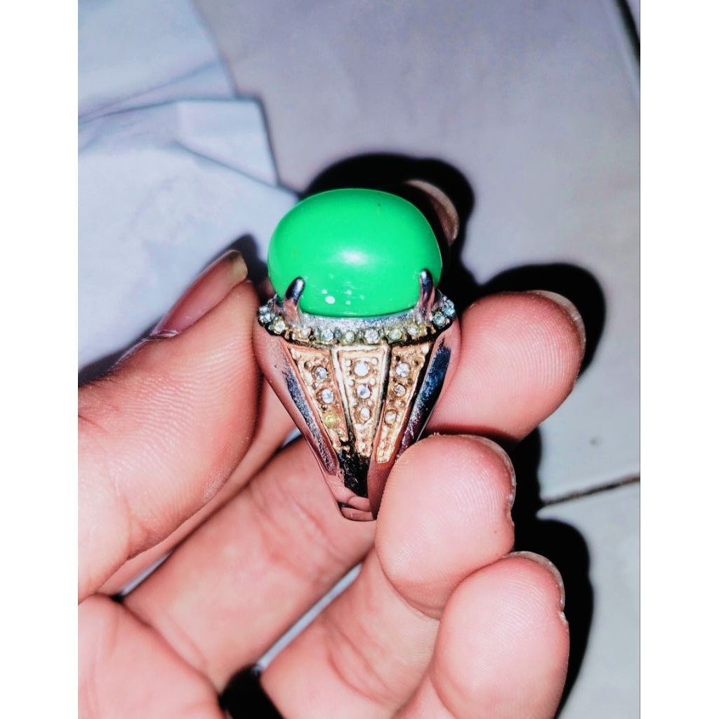 Cincin Menyala Hijau Viral Ring Titanium Super Mewah Top Colour