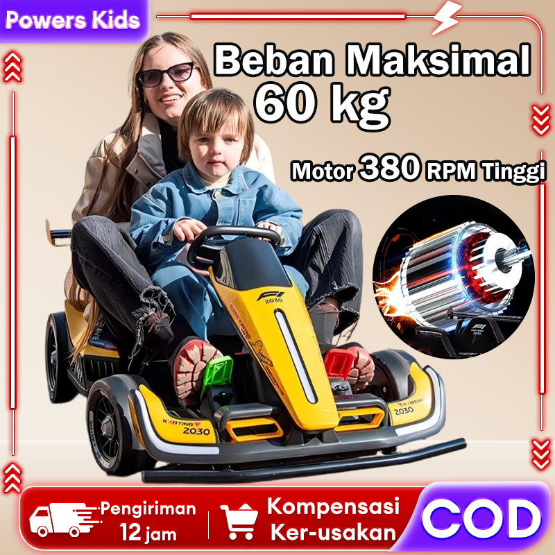 Gokart anak, bisa dilipat, motor listrik dengan LED & remote control, motor listrik untuk anak- anak
