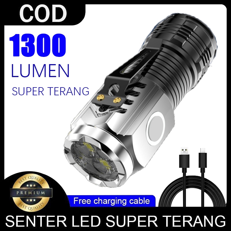 Senter Mini LED 3 Mata / Senter Mini Anti Air Super Terang / Senter Mini Rechargeable COD